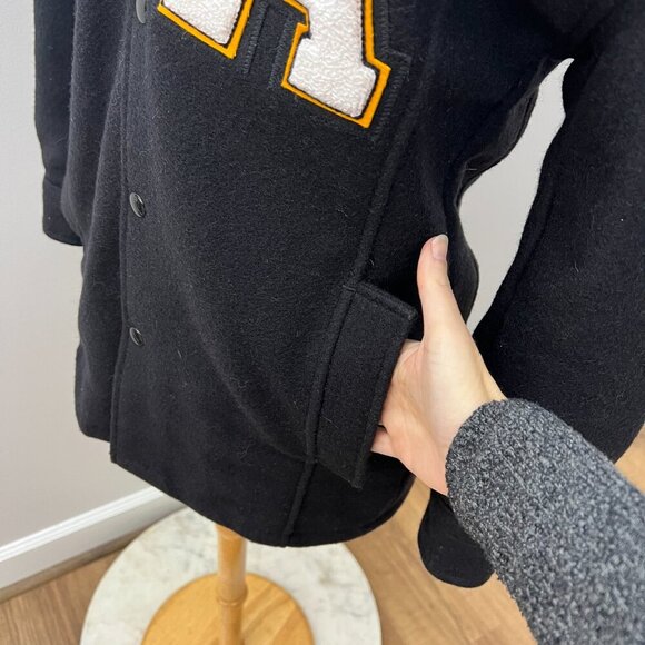 Neff Varsity Jacket App State Black Wool Sz S - Picture 10 of 11